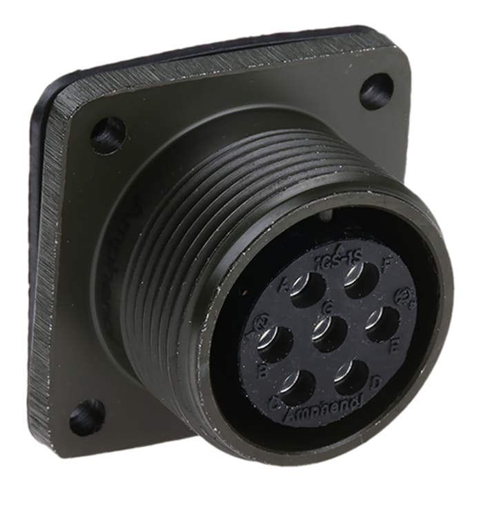 Amphenol Industrial, MS3102A, Copper Alloy 7 Way Box Mount MIL Spec Circular Connector Receptacle, Socket