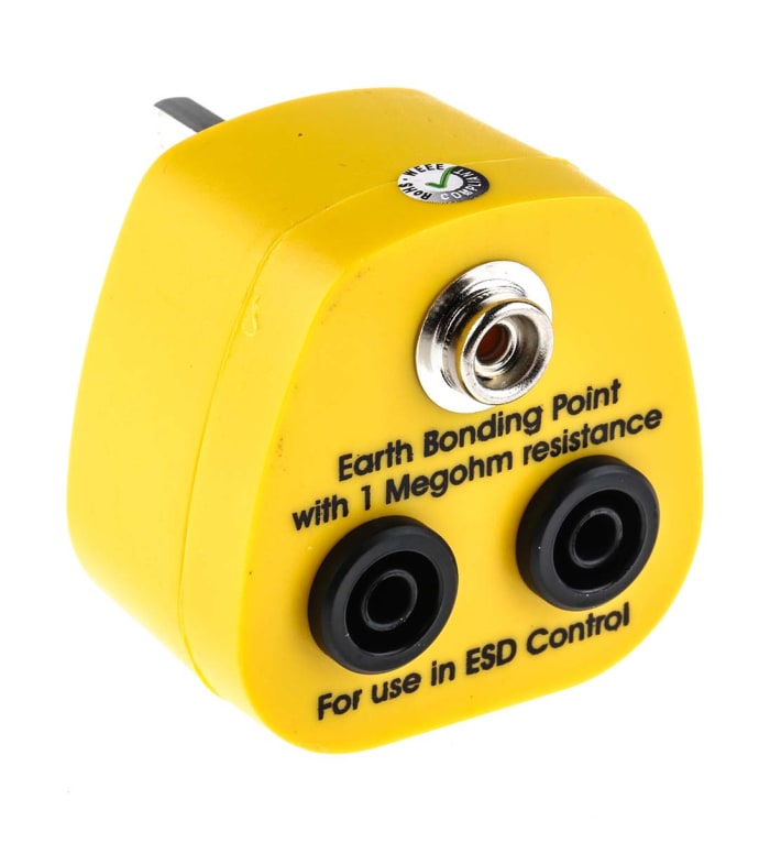 RS PRO ESD Earth Bonding Plug With 10 mm Stud, Banana Socket x 2