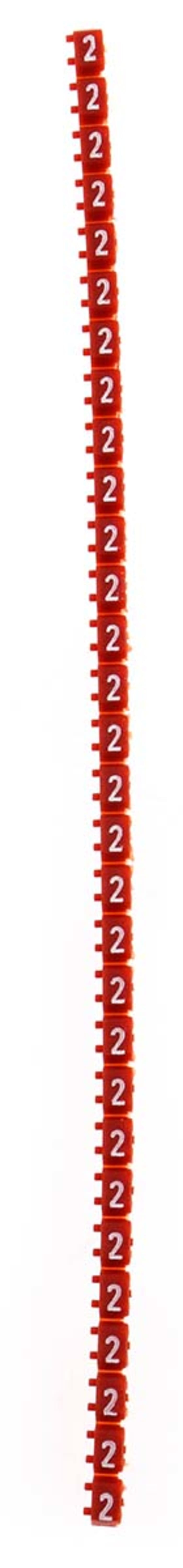 Legrand Clip On Cable Markers, Red, Pre-printed ""2"", 2.2 → 3mm Cable, 0 382 12