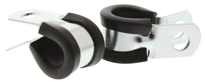 Abrazadera P, 10mm, Acero galvanizado, Negro