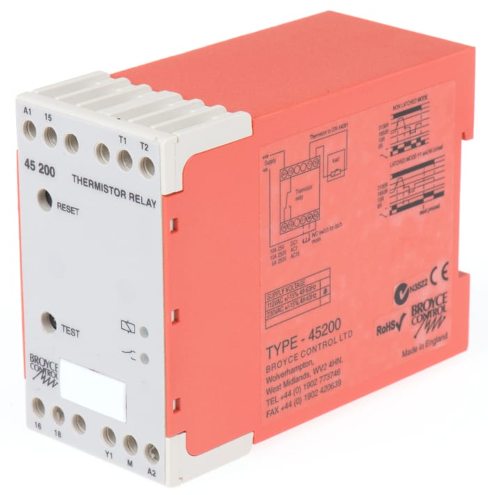 Broyce Control Temperature Monitoring Relay, SPDT, DIN Rail
