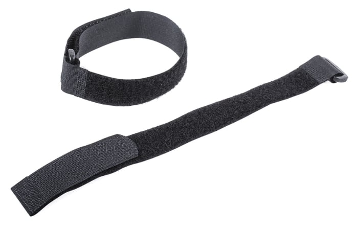 Thomas & Betts Cable Ties, Hook and Loop, 304.8mm x 19.05 mm, Black Nylon, Pk-10
