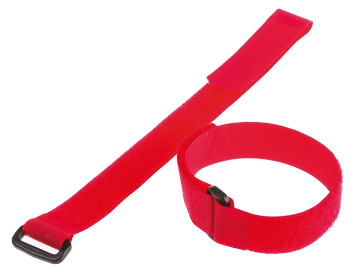 Thomas & Betts Cable Ties, Hook and Loop, 304.8mm x 19.05 mm, Red Nylon, Pk-10