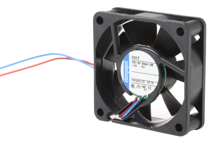 ebm-papst 500 F Series Axial Fan, 12 V dc, DC Operation, 20m³/h, 800mW, 67mA Max, 50 x 50 x 15mm