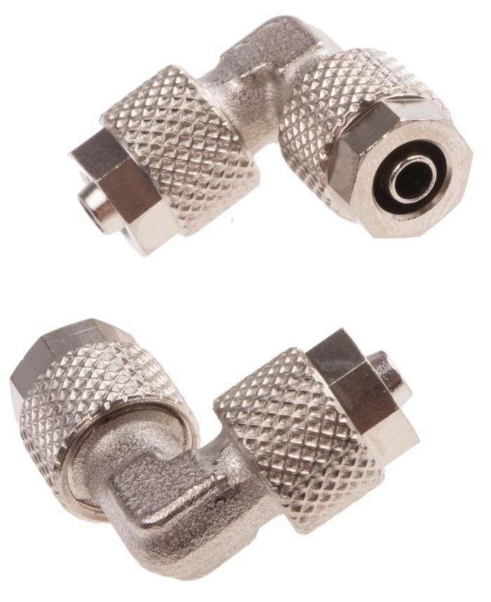RS PRO 1130 Series Elbow Tube-toTube Adaptor, Push In 6 mm to Push In 6 mm, Tube-to-Tube Connection Style