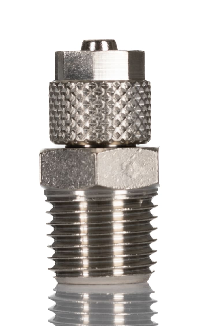 RS PRO Straight Threaded Adaptor, R 1/8 Male to Push In 6 mm, Threaded-to-Tube Connection Style