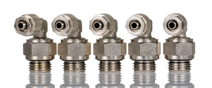 RS PRO Elbow Threaded Adaptor, G 1/4 Male to Push In 6 mm, Threaded-to-Tube Connection Style