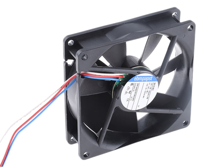 ebm-papst 3400 N Series Axial Fan, 12 V dc, DC Operation, 84m³/h, 2.2W, 183mA Max, 92 x 92 x 25mm