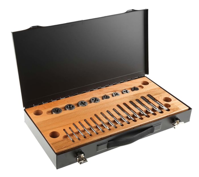 Jeu de tarauds et filières RS PRO 20 pièces, HSS
