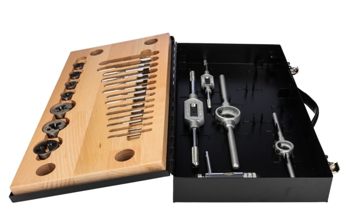 RS PRO 18-Piece HSS Thread Tap & Die Set, M3 - M12 Taps, M3 - M12 Dies