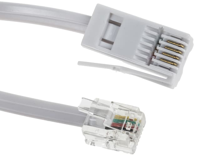 RS PRO, RS PRO Female RJ11 to Male BT431A Telephone Extension Cable, White  Sheath, 3m, 303-1271