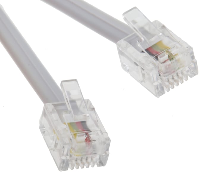 RS PRO, RS PRO Female RJ11 to Male RJ11 Telephone Extension Cable, White  Sheath, 3m, 303-1287