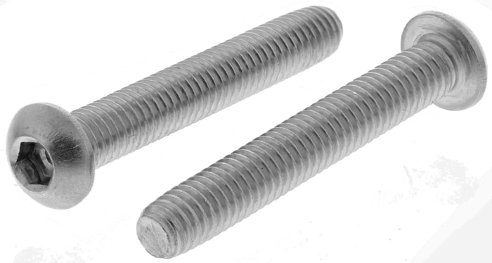 Tornillo Allen de botón RS PRO, M6 x 40mm, paso de rosca 1mm, de Acero Inoxidable