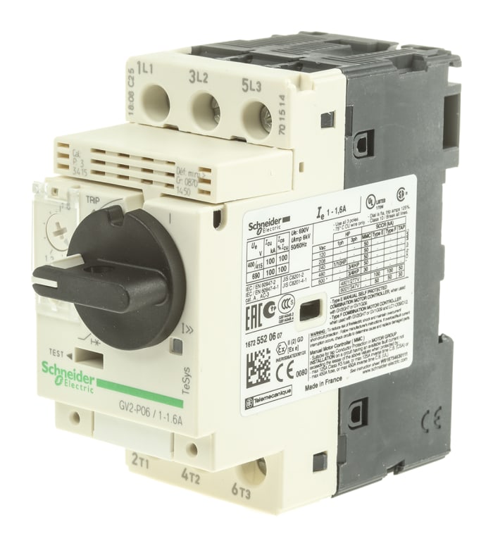 Schneider Electric - disjoncteur moteur - tesys gv2p - 1 à 1.6 a - schneider  electric gv2p06 - Coupe-circuits et disjoncteurs - Rue du Commerce