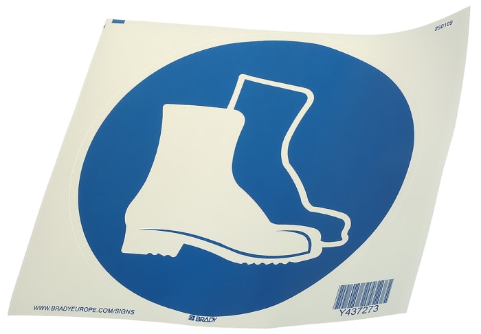 Brady PET Mandatory Foot Protection Sign With Pictogram Only Text