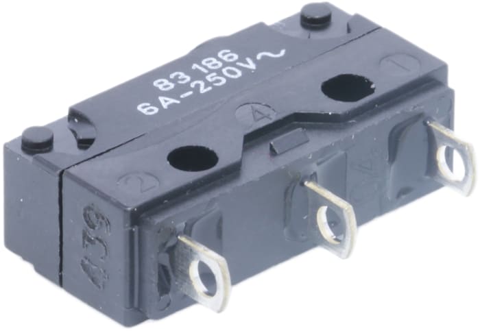 Crouzet Button Micro Switch, Solder Terminal, 6 A @ 250 V ac, SPDT, IP67