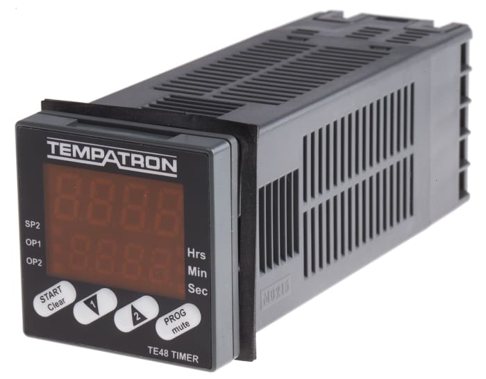 Tempatron Panel Mount Timer Relay, 12 → 24V ac/dc, 2-Contact, 0.1 → 999.9 s, 1 → 99:59 h, 1