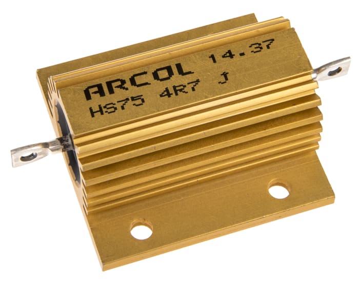 Arcol, 4.7Ω 75W Wire Wound Chassis Mount Resistor HS75 4R7 J ±5%