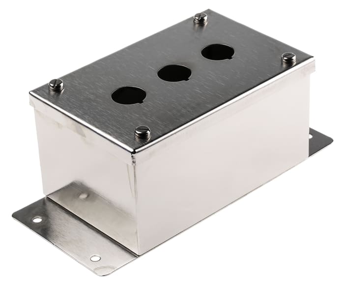 Boîtier de bouton-poussoir Eaton RMQ Titan, 3 découpes, en Acier Inoxydable Gris, Ø 22mm