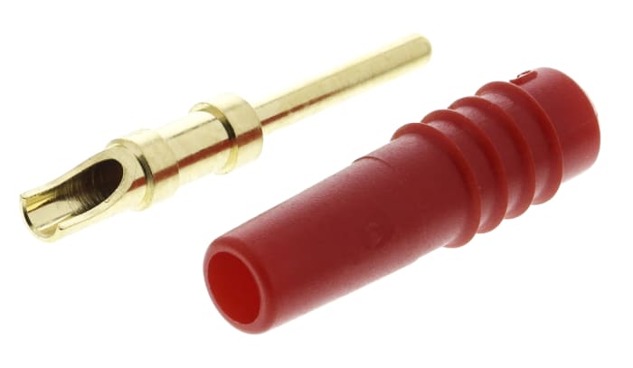 Staubli Red Male Test Plug, 1mm Connector, Solder Termination, 6A, 30 V, 60V dc, Gold Plating