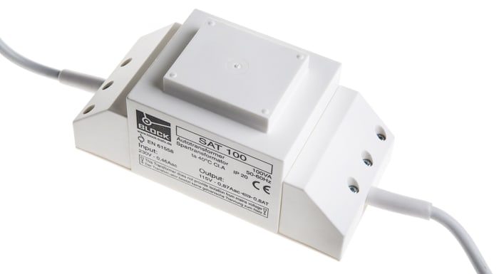Block 100VA Autotransformer, 230V ac Primary, 115 V ac Secondary