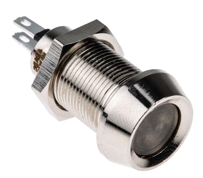 Marl Red Indicator, 12V dc, 12.7mm Mounting Hole Size, Solder Tab Termination