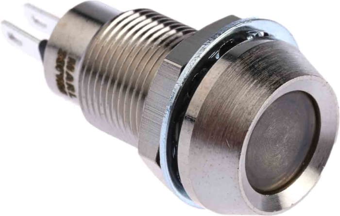 İndikatör Lamba/Sinyal Lambası, LED Lambalı, Yeşil, Girintili, 230 V ac, 10 mm, 12,7mm, Lehimlenebilir Terminal