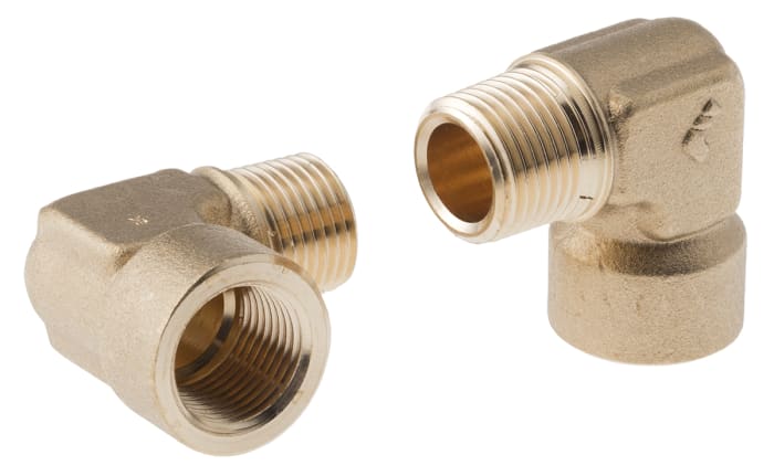 Legris Pneumatic Fitting Brass Pipe Fitting, 90° Threaded Threaded Elbow, Male 12.7 mm to Female 12.7 mm