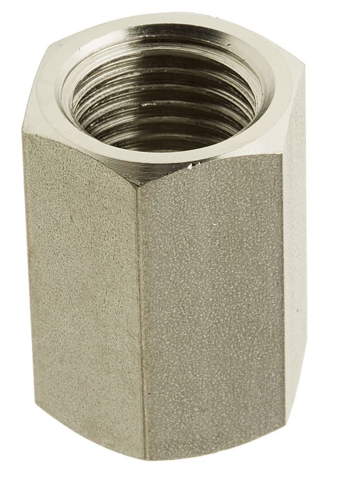 Legris Stainless Steel Pipe Fitting, Straight Hexagon Coupler, Female G 1/4in x Female G 1/4in