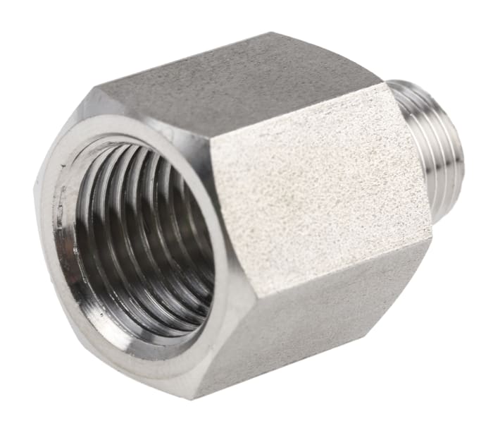 Legris Stainless Steel Pipe Fitting, Straight Hexagon Increaser, Male R 1/8in x Female G 1/4in
