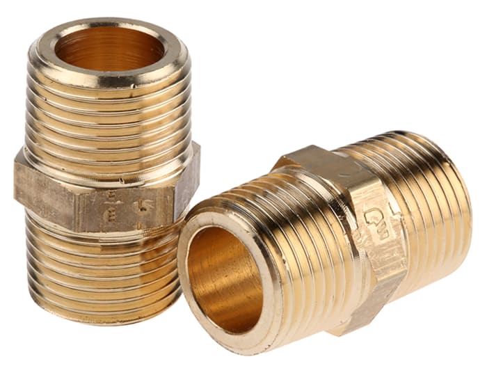 Legris Brass Pipe Fitting, Straight Threaded Adapter, Male R 3/8in to Male R 3/8in