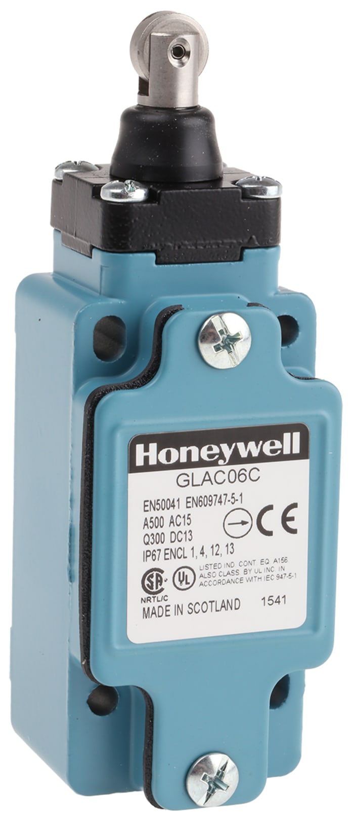 Honeywell GLA Series Plunger Limit Switch, 2NC, IP67, Die Cast Zinc Housing, 500V ac Max, 10A Max