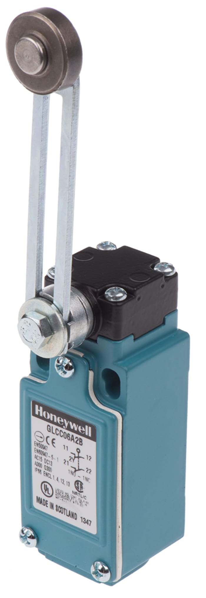 Honeywell GLC Series Adjustable Roller Lever Limit Switch, 2NC, IP66, DPST 2NC, Die Cast Zinc Housing, 300V ac Max, 10A