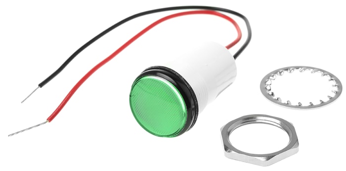 Dialight Green Panel Mount Indicator, 24V dc, 17.5mm Mounting Hole Size, Lead Wires Termination