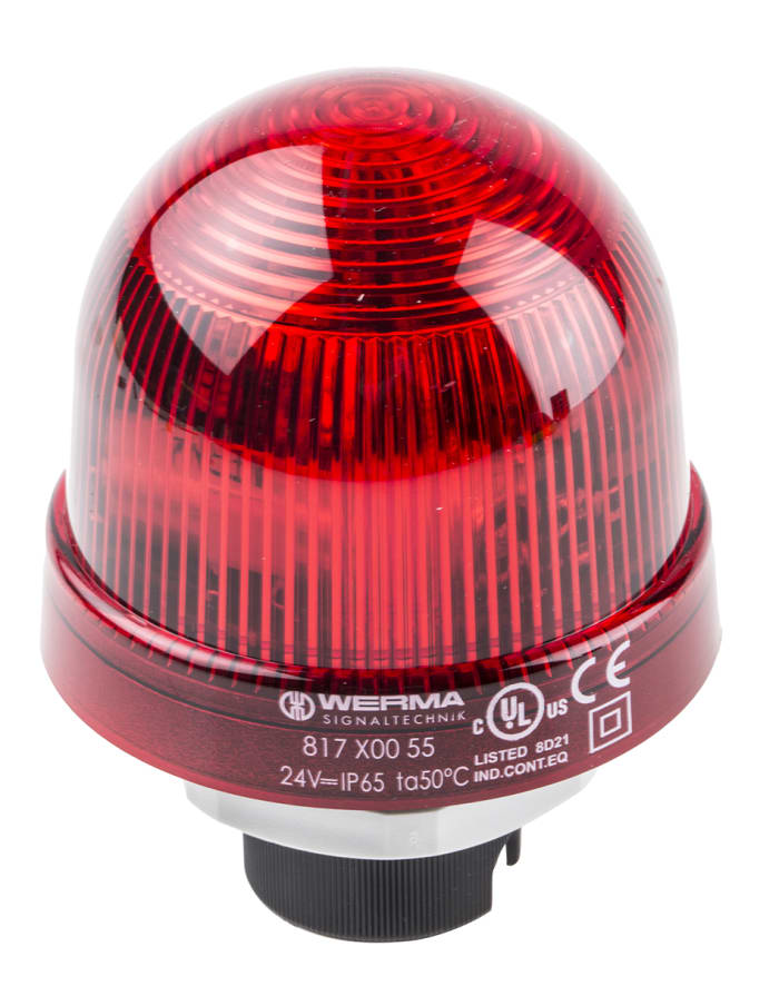 Werma EM 817 Series Red Flashing Beacon, 24 V dc, Panel Mount, Xenon Bulb, IP65
