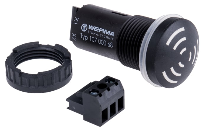 Werma Panel Mount Buzzer, 230 V, 65dB at 1 m, IP65, AC, Single-Tone