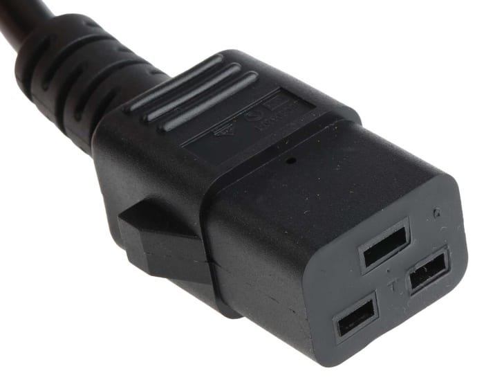 Napájecí kabel 2m, Černá, A: IEC C19, B: Bez koncovky, 16 A, 250 V RS PRO