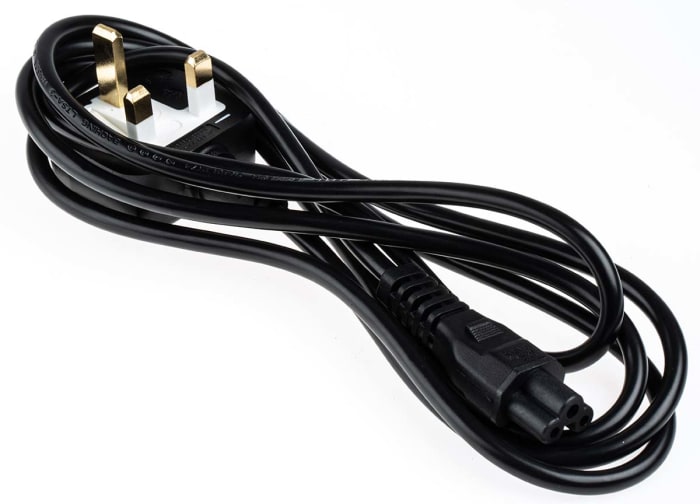 RS PRO IEC C5 Socket to Type G UK Plug Power Cord, 2m