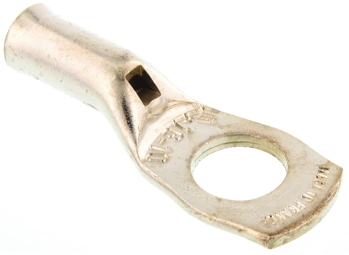 TE Connectivity, XCT Uninsulated Ring Terminal, 10 mm Stud Size 5 AWG 5 AWG Wire Size, Grey