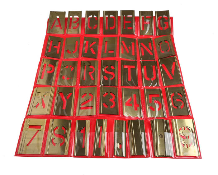 AT Brown 105 Piece Brass Stencil Letters & Numbers, 51mm Character Height