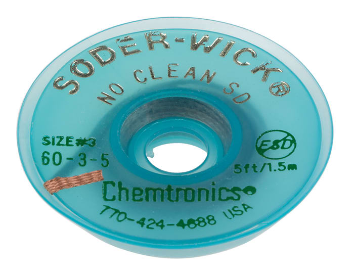 Chemtronics 1.5m No Clean Desoldering Braid, Width 2mm