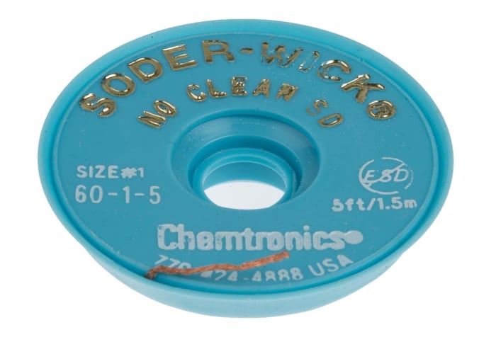 Chemtronics 1.5m No Clean Desoldering Braid, Width 0.8mm