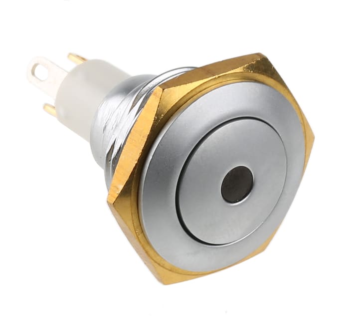 ITW Switches 57 Series Illuminated Miniature Push Button Switch, Momentary, Panel Mount, 16.1mm Cutout, SPST, Green