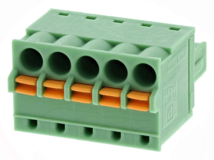 Phoenix Contact 3.81mm Pitch 5 Way Pluggable Terminal Block, Plug, Cable Mount, Spring Cage Termination