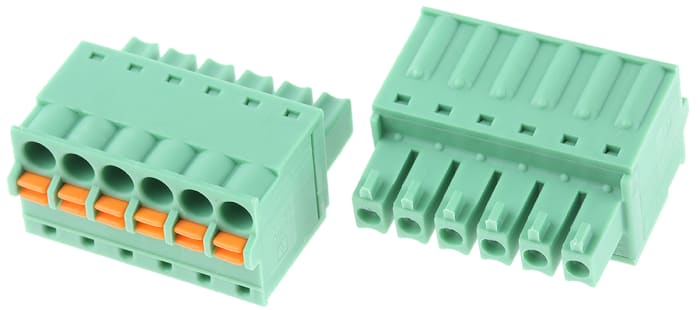 Phoenix Contact, 3.81mm Pitch, FK-MCP 1.5/ 6-ST-3.81, 6 Way, , Pluggable Terminal Block, Plug, Cable Mount, Spring Cage