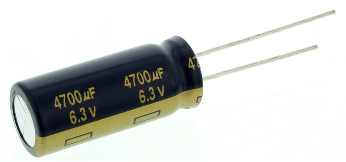 Panasonic 4700μF Aluminium Electrolytic Capacitor 6.3V dc, Radial, Through Hole - EEUFC0J472