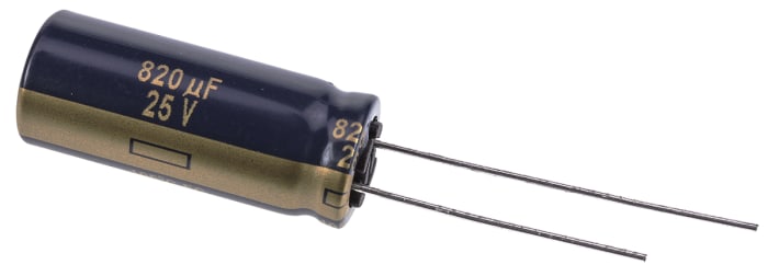 Panasonic 820μF Aluminium Electrolytic Capacitor 25V dc, Radial, Through Hole - EEUFC1E821