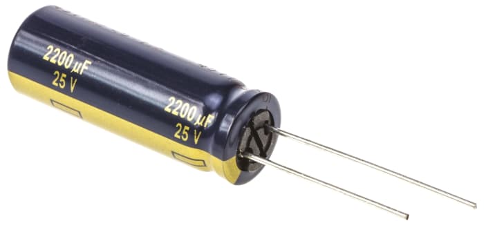 Panasonic 2200μF Aluminium Electrolytic Capacitor 25V dc, Radial, Through Hole - EEUFC1E222