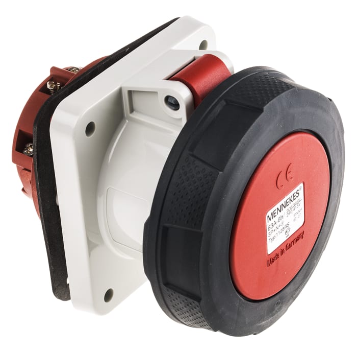 MENNEKES, SoftCONTACT IP67 Red Panel Mount 3P + N + E Industrial Power Socket, Rated At 63A, 400 V