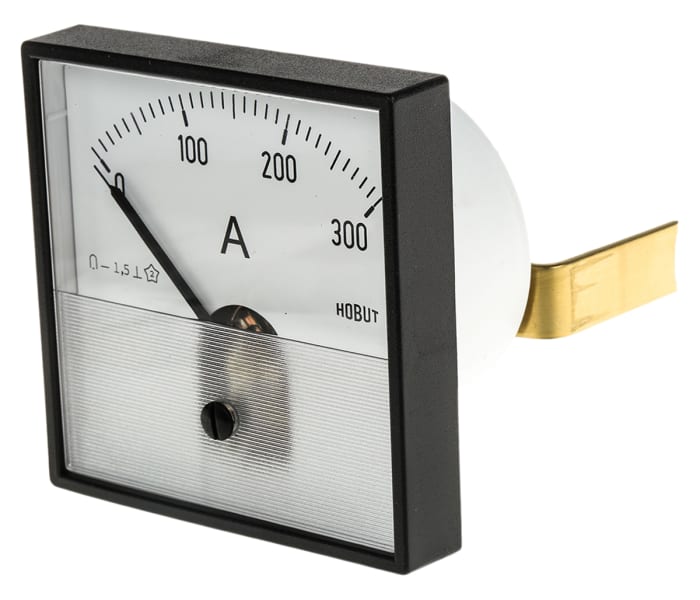 Amperímetro analógico de panel DC HOBUT, valor máx. 0/300A For Shunt 75MV, Clase 1,5, dim. 72mm x 72mm